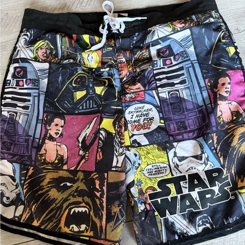 Star Wars Swim Trunks Size 2X Comic Strip All Over Print - Picture 8 of 16